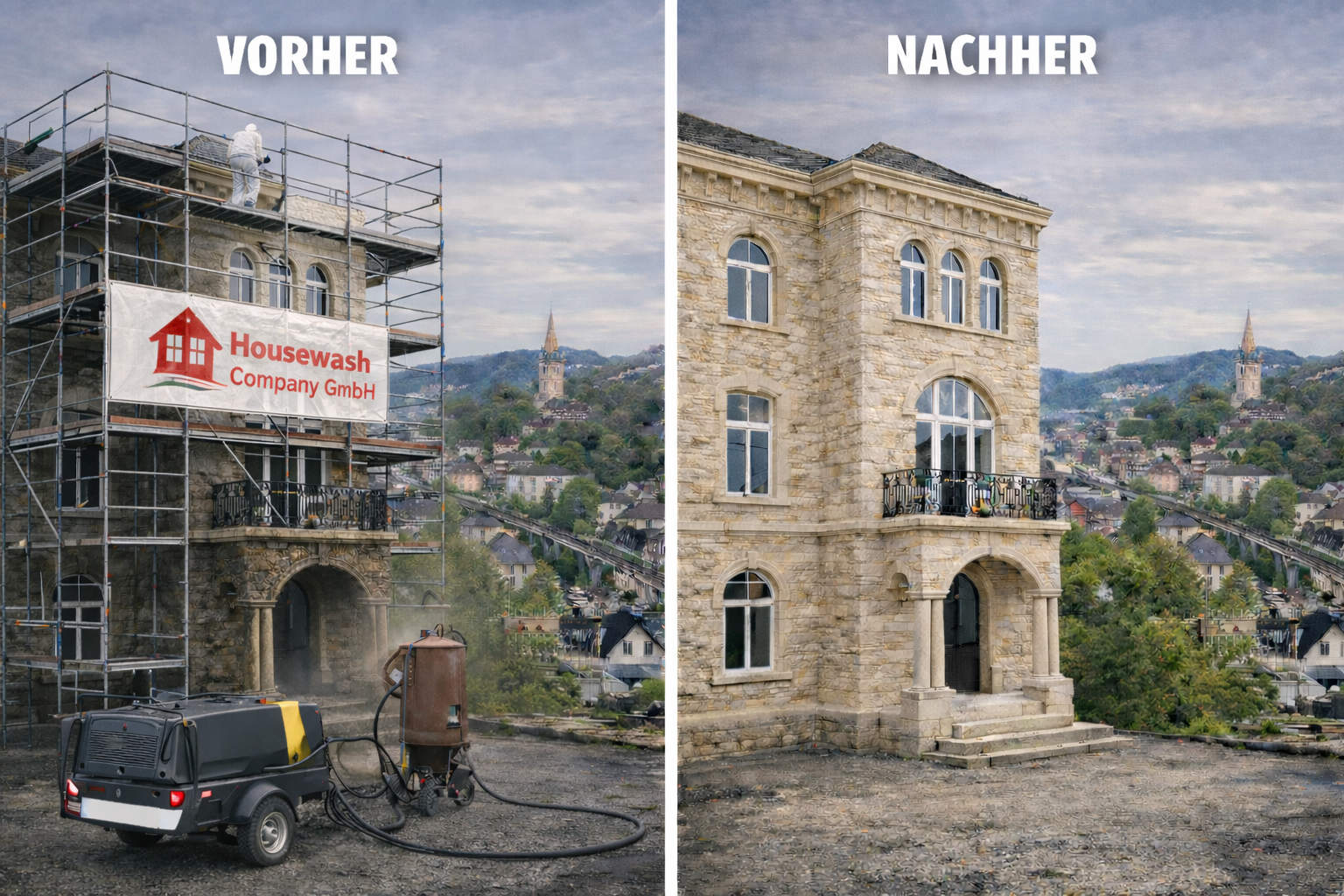 Vorher Nachher Fassadenreinigung Im Detail Fassadenreinigung Wuppertal